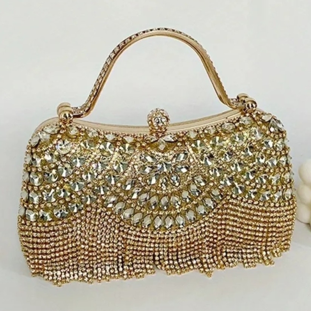 Glamorous Gold Crystal Clutch